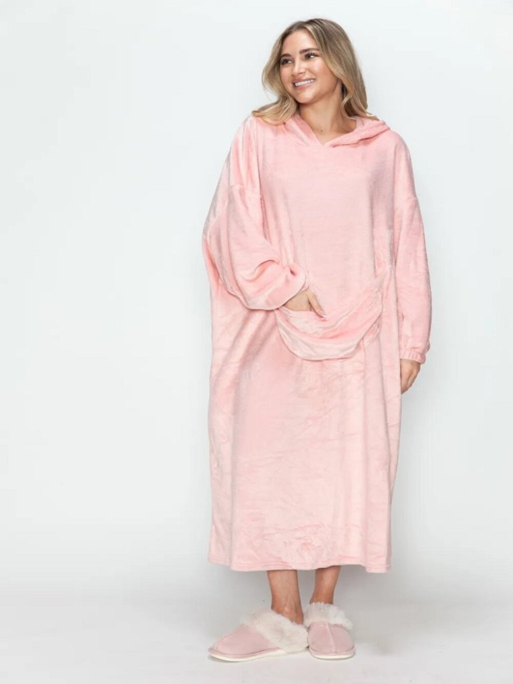 Casual Elegance Full Size Hooded Midi Dress with Pocket - Picture 4 of 16